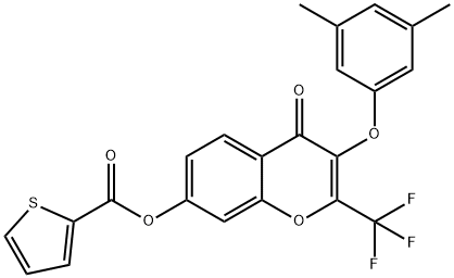3-(3,5-dimethylphenoxy)-4-oxo-2-(trifluoromethyl)-4H-chromen-7-yl 2-thiophenecarboxylate Structure