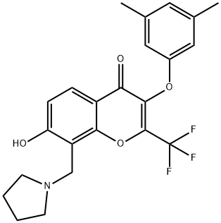 3-(3,5-dimethylphenoxy)-7-hydroxy-8-(1-pyrrolidinylmethyl)-2-(trifluoromethyl)-4H-chromen-4-one 구조식 이미지