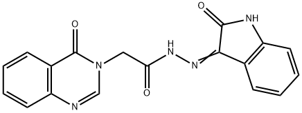 N'-(2-oxo-1,2-dihydro-3H-indol-3-ylidene)-2-(4-oxo-3(4H)-quinazolinyl)acetohydrazide 구조식 이미지