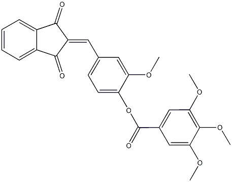 4-[(1,3-dioxo-1,3-dihydro-2H-inden-2-ylidene)methyl]-2-methoxyphenyl 3,4,5-trimethoxybenzoate Structure