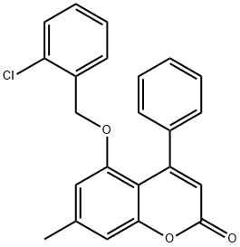 5-[(2-chlorobenzyl)oxy]-7-methyl-4-phenyl-2H-chromen-2-one Structure