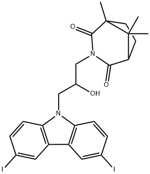 3-[3-(3,6-diiodo-9H-carbazol-9-yl)-2-hydroxypropyl]-1,8,8-trimethyl-3-azabicyclo[3.2.1]octane-2,4-dione Structure