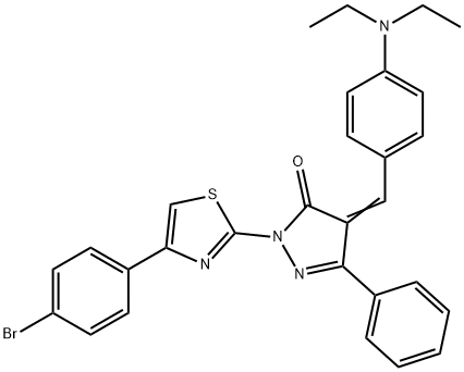 2-[4-(4-bromophenyl)-1,3-thiazol-2-yl]-4-[4-(diethylamino)benzylidene]-5-phenyl-2,4-dihydro-3H-pyrazol-3-one Structure