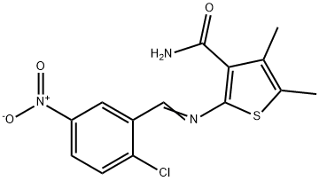 2-({2-chloro-5-nitrobenzylidene}amino)-4,5-dimethyl-3-thiophenecarboxamide Structure