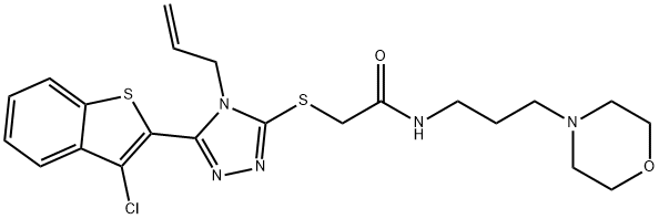 2-{[4-allyl-5-(3-chloro-1-benzothien-2-yl)-4H-1,2,4-triazol-3-yl]sulfanyl}-N-(3-morpholin-4-ylpropyl)acetamide 구조식 이미지