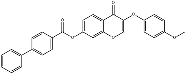 3-(4-methoxyphenoxy)-4-oxo-4H-chromen-7-yl [1,1'-biphenyl]-4-carboxylate 구조식 이미지