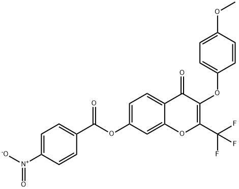 3-(4-methoxyphenoxy)-4-oxo-2-(trifluoromethyl)-4H-chromen-7-yl 4-nitrobenzoate 구조식 이미지