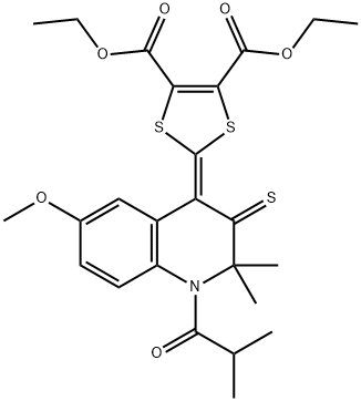 diethyl 2-(1-isobutyryl-6-methoxy-2,2-dimethyl-3-thioxo-2,3-dihydro-4(1H)-quinolinylidene)-1,3-dithiole-4,5-dicarboxylate 구조식 이미지