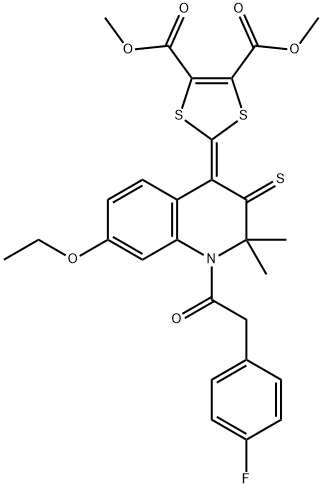 dimethyl 2-(7-ethoxy-1-[(4-fluorophenyl)acetyl]-2,2-dimethyl-3-thioxo-2,3-dihydro-4(1H)-quinolinylidene)-1,3-dithiole-4,5-dicarboxylate Structure