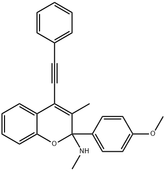 2-(4-methoxyphenyl)-N,3-dimethyl-4-(phenylethynyl)-2H-chromen-2-amine Structure