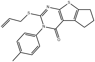 2-(allylsulfanyl)-3-(4-methylphenyl)-3,5,6,7-tetrahydro-4H-cyclopenta[4,5]thieno[2,3-d]pyrimidin-4-one 구조식 이미지