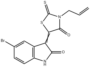 3-(3-allyl-4-oxo-2-thioxo-1,3-thiazolidin-5-ylidene)-5-bromo-1,3-dihydro-2H-indol-2-one Structure