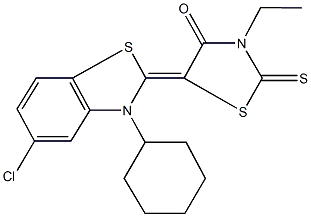 5-(5-chloro-3-cyclohexyl-1,3-benzothiazol-2(3H)-ylidene)-3-ethyl-2-thioxo-1,3-thiazolidin-4-one Structure