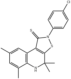 2-(4-chlorophenyl)-4,4,6,8-tetramethyl-4,5-dihydroisothiazolo[5,4-c]quinoline-1(2H)-thione Structure