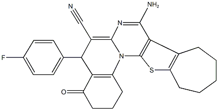 8-amino-5-(4-fluorophenyl)-4-oxo-1,3,4,5,10,11,12,13-octahydro-2H,9H-cyclohepta[4',5']thieno[3',2':5,6]pyrimido[1,2-a]quinoline-6-carbonitrile 구조식 이미지