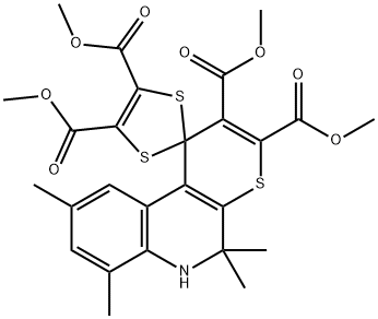 tetramethyl 5',5',7',9'-tetramethyl-5',6'-dihydrospiro(1,3-dithiole-2,1'-[1'H]-thiopyrano[2,3-c]quinoline)-2',3',4,5-tetracarboxylate Structure
