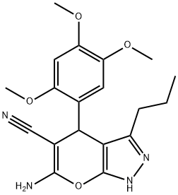 6-amino-3-propyl-4-(2,4,5-trimethoxyphenyl)-1,4-dihydropyrano[2,3-c]pyrazole-5-carbonitrile Structure