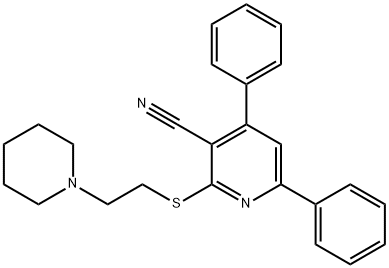 4,6-diphenyl-2-{[2-(1-piperidinyl)ethyl]sulfanyl}nicotinonitrile 구조식 이미지