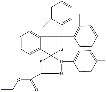 ethyl 1,1-bis(2-methylphenyl)-4'-(4-methylphenyl)-1,3,4',5'-tetrahydrospiro(2-benzothiophene-3,5'-[1,3,4]-thiadiazole)-2'-carboxylate Structure