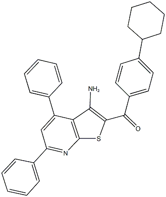 (3-amino-4,6-diphenylthieno[2,3-b]pyridin-2-yl)(4-cyclohexylphenyl)methanone 구조식 이미지