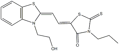 5-[2-(3-(2-hydroxyethyl)-1,3-benzothiazol-2(3H)-ylidene)ethylidene]-3-propyl-2-thioxo-1,3-thiazolidin-4-one 구조식 이미지