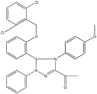 1-[5-{2-[(2,6-dichlorobenzyl)oxy]phenyl}-4-(4-methoxyphenyl)-1-phenyl-4,5-dihydro-1H-1,2,4-triazol-3-yl]ethanone Structure