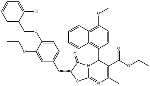 ethyl 2-{4-[(2-chlorobenzyl)oxy]-3-ethoxybenzylidene}-5-(4-methoxy-1-naphthyl)-7-methyl-3-oxo-2,3-dihydro-5H-[1,3]thiazolo[3,2-a]pyrimidine-6-carboxylate Structure