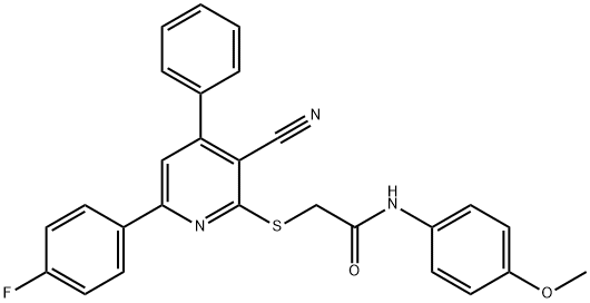 2-{[3-cyano-6-(4-fluorophenyl)-4-phenyl-2-pyridinyl]sulfanyl}-N-(4-methoxyphenyl)acetamide Structure