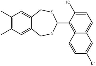 6-bromo-1-(7,8-dimethyl-1,5-dihydro-2,4-benzodithiepin-3-yl)-2-naphthol 구조식 이미지