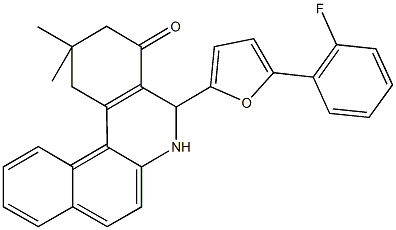 5-[5-(2-fluorophenyl)-2-furyl]-2,2-dimethyl-2,3,5,6-tetrahydrobenzo[a]phenanthridin-4(1H)-one 구조식 이미지