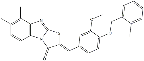 2-{4-[(2-fluorobenzyl)oxy]-3-methoxybenzylidene}-7,8-dimethyl[1,3]thiazolo[3,2-a]benzimidazol-3(2H)-one Structure