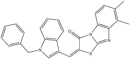 2-[(1-benzyl-1H-indol-3-yl)methylene]-7,8-dimethyl[1,3]thiazolo[3,2-a]benzimidazol-3(2H)-one Structure
