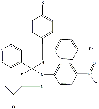 1-[1,1-bis(4-bromophenyl)-4'-(4-nitrophenyl)-1,3,4',5'-tetrahydrospiro(2-benzothiophene-3,5'-[1,3,4]-thiadiazole)-2-yl]ethanone Structure