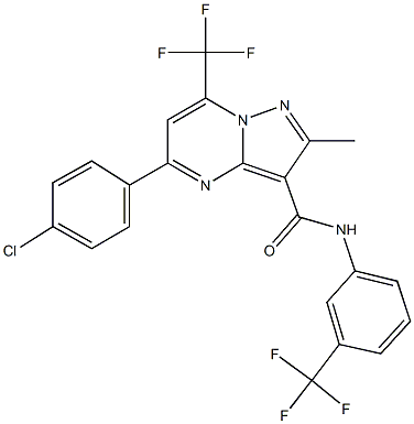 5-(4-chlorophenyl)-2-methyl-7-(trifluoromethyl)-N-[3-(trifluoromethyl)phenyl]pyrazolo[1,5-a]pyrimidine-3-carboxamide Structure
