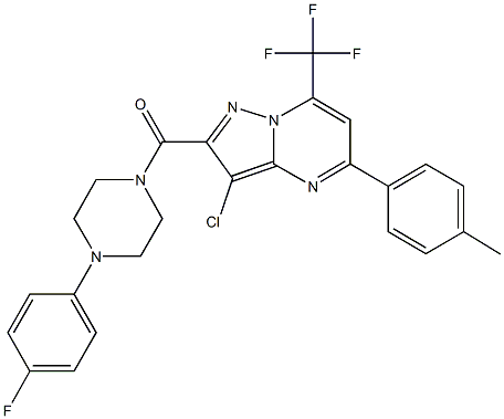 3-chloro-2-{[4-(4-fluorophenyl)-1-piperazinyl]carbonyl}-5-(4-methylphenyl)-7-(trifluoromethyl)pyrazolo[1,5-a]pyrimidine Structure