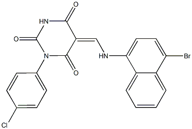5-{[(4-bromo-1-naphthyl)amino]methylene}-1-(4-chlorophenyl)-2,4,6(1H,3H,5H)-pyrimidinetrione Structure