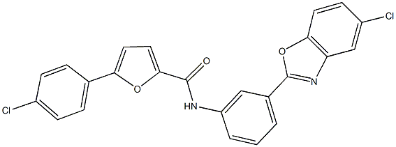 N-[3-(5-chloro-1,3-benzoxazol-2-yl)phenyl]-5-(4-chlorophenyl)furan-2-carboxamide 구조식 이미지