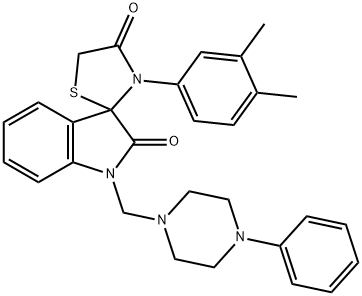 3'-(3,4-dimethylphenyl)-1-[(4-phenyl-1-piperazinyl)methyl]-1,3-dihydrospiro[2H-indole-3,2'-[1,3]-thiazolidine]-2,4'-dione Structure