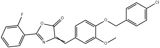 4-{4-[(4-chlorobenzyl)oxy]-3-methoxybenzylidene}-2-(2-fluorophenyl)-1,3-oxazol-5(4H)-one Structure