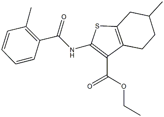ethyl 6-methyl-2-[(2-methylbenzoyl)amino]-4,5,6,7-tetrahydro-1-benzothiophene-3-carboxylate Structure
