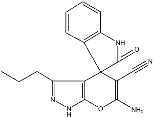 6'-amino-3'-propyl-1,1',3,4'-dihydro-2-oxospiro(2H-indole-3,4'-pyrano[2,3-c]pyrazole)-5'-carbonitrile 구조식 이미지