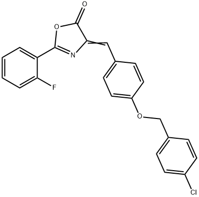 4-{4-[(4-chlorobenzyl)oxy]benzylidene}-2-(2-fluorophenyl)-1,3-oxazol-5(4H)-one 구조식 이미지