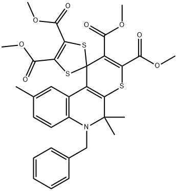 tetramethyl 6'-benzyl-5',5',9'-trimethyl-5',6'-dihydrospiro(1,3-dithiole-2,1'-1H-thiopyrano[2,3-c]quinoline)-2',3',4,5-tetracarboxylate 구조식 이미지