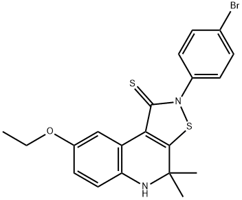 2-(4-bromophenyl)-8-ethoxy-4,4-dimethyl-4,5-dihydroisothiazolo[5,4-c]quinoline-1(2H)-thione Structure