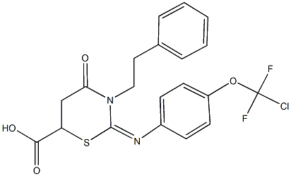 2-({4-[chloro(difluoro)methoxy]phenyl}imino)-4-oxo-3-(2-phenylethyl)-1,3-thiazinane-6-carboxylic acid 구조식 이미지