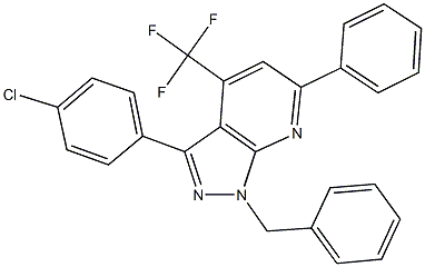 1-benzyl-3-(4-chlorophenyl)-6-phenyl-4-(trifluoromethyl)-1H-pyrazolo[3,4-b]pyridine Structure