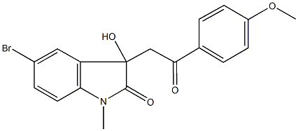 5-bromo-3-hydroxy-3-[2-(4-methoxyphenyl)-2-oxoethyl]-1-methyl-1,3-dihydro-2H-indol-2-one 구조식 이미지