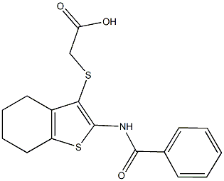 {[2-(benzoylamino)-4,5,6,7-tetrahydro-1-benzothien-3-yl]sulfanyl}acetic acid Structure