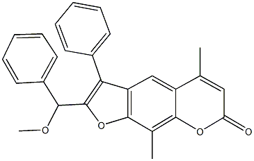 2-[methoxy(phenyl)methyl]-5,9-dimethyl-3-phenyl-7H-furo[3,2-g]chromen-7-one 구조식 이미지