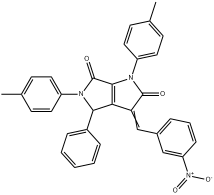 3-{3-nitrobenzylidene}-1,5-bis(4-methylphenyl)-4-phenyl-1,3,4,5-tetrahydropyrrolo[3,4-b]pyrrole-2,6-dione 구조식 이미지